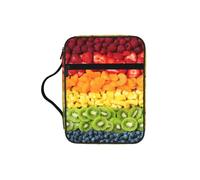 DIEzig Bolsa organizadora de almacenamiento de la Biblia con estampado de arcoíris de frutas con múltiples bolsillos, versátil bolsa de transporte para libros, tabletas y bolígrafos