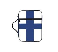 DIEzig Bolsa organizadora de almacenamiento de la Biblia con estampado de bandera finlandesa con múltiples bolsillos, versátil bolsa de transporte para libros, tabletas y bolígrafos