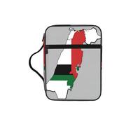 DIEzig Bolsa organizadora de almacenamiento de la Biblia impresa con mapa de la bandera del estado de Palestina 03 con múltiples bolsillos, versátil bolsa de transporte para libros, tabletas y