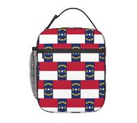 DIEzig Bolsa térmica portátil con estampado de bandera del estado de Carolina del Norte, bolsa de almuerzo aislada, bolsa térmica para almacenamiento de comidas