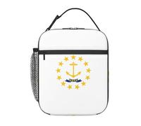 DIEzig Bolsa térmica portátil con estampado de bandera del estado de Rhode Island, bolsa de almuerzo aislada, bolsa térmica para almacenamiento de comidas