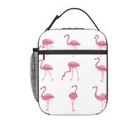 DIEzig Bolsa térmica portátil con estampado de flamencos sobre blanco, bolsa de almuerzo aislada, bolsa térmica para almacenamiento de comidas