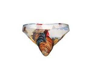 DIEzig Calzoncillos de bikini para hombre, diseño de gallo en madera en tierras de cultivo, suaves, elásticos, estampados, talle bajo, ropa interior para uso diario, ajuste suave, cómodo regalo, Negro