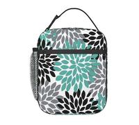 DIEzig Dahlia - Bolsa térmica portátil con estampado de flores, bolsa de almuerzo aislada, bolsa térmica para almacenamiento de comidas