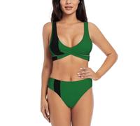DIEzig Flag of The Sultanate of Delhi - Conjunto de bikini para mujer cruzado en la parte delantera, traje de baño con espalda en U hecho de tela de secado rápido, Negro, L