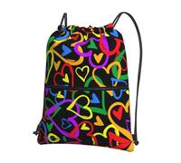 DIEzig Gay Pride - Mochila con correa ajustable con estampado de arco iris, bolsa plegable con cordón y cremallera para aventuras de fin de semana