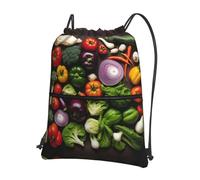 DIEzig Introducción de varias verduras con correa ajustable, bolsa plegable con cordón con cremallera para aventuras de fin de semana