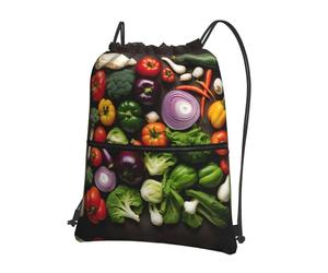 DIEzig Introducción de varias verduras con correa ajustable, bolsa plegable con cordón con cremallera para aventuras de fin de semana