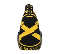 DIEzig Jamaica - Bolso cruzado con estampado de escudo de armas en diagonal para hombres y mujeres, bolso cruzado para viajes, senderismo, mochila de día, Black, Talla única