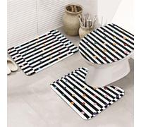DIEzig Juego de alfombras de baño con estampado de lunares y arcoíris con purpurina en blanco y negro, juego de alfombras de franela antideslizantes para baño, habitación de invitados, incluye tres