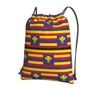 DIEzig Mochila con correa ajustable con estampado de bandera del Reino de Hawaii, bolsa plegable con cordón y cremallera para aventura de fin de semana