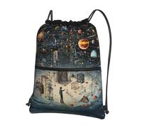 DIEzig Mochila con correa ajustable con estampado de física, bolsa plegable con cordón y cremallera para aventuras de fin de semana