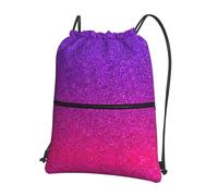 DIEzig Mochila con correa ajustable con estampado de lentejuelas degradadas, bolsa plegable con cordón y cremallera para aventuras de fin de semana