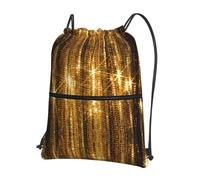 DIEzig Mochila con correa ajustable con estampado de lentejuelas doradas, bolsa plegable con cordón y cremallera para aventuras de fin de semana
