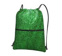 DIEzig Mochila con correa ajustable con estampado de lentejuelas verdes, bolsa plegable con cordón y cremallera para aventuras de fin de semana