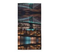 DIEzig New York Manhattan Bridge Night Fashion - Toalla de baño larga impresa para piscina junto al mar