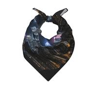 DIEzig Pañuelo clásico con estampado de noche aérea de Hong Kong, pañuelo para el cuello, 22 pulgadas, poliéster, cuadrado, moderno, vintage, regalo diario