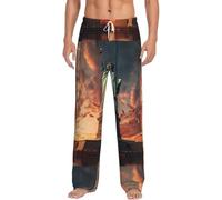 DIEzig Statue Of Liberty In Nyc - Pantalones de descanso para hombre, ropa de dormir de franela con cintura elástica, pantalones de pijama acogedores para el hogar, Negro, S