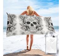 DIEzig Toalla de playa con estampado de calavera mexicana, de secado rápido, fina, para vacaciones, crucero, gimnasio, nadadores
