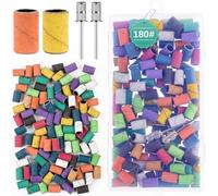 Difenni Bandas de lijado para taladro de uñas, bandas de lijado de uñas para brocas, grano fino 180, bandas de lijado coloridas para uñas acrílicas, accesorios de uñas, herramientas de manicura