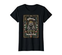 Diferente Es Hermoso Mapache Neurodivergente Autismo TDAH Camiseta gráfica económica, Mujer, Negro, XS