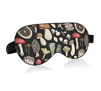 Diferentes hongos y setas en negro Máscaras de ojos Bloques de cubierta Máscara de dormir ligera Cubierta de sombra Venda de ojos Cubierta de sombra de ojos relajante con correa ajustable para la cabe