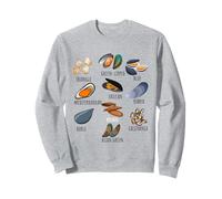 Diferentes tipos de colección de razas de mejillones, amor de mejillones lindos Sudadera
