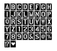 Diffaxy Plantillas de letras y números, 42 plantillas reutilizables para álbumes de recortes, pintura, letreros de madera, accesorios para manualidades (10x12cm)