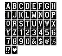 Diffaxy Plantillas de letras y números, 42 plantillas reutilizables para álbumes de recortes, pintura, letreros de madera, accesorios para manualidades (7.2x5cm)