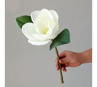 Difference U 3 piezas - Sentire rama de magnolia falsa de verdadero toque, flores artificiales blancas para ramos de bricolaje, bodas, fiestas de boda, fiestas de recién nacidos, decoración del hogar