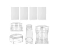 Different Clear Silicone Nail Art Stamps Set with 4 Scrapers, Round Rectangular Double Headed Clear Visible Body Jelly Stamps for Nail Art