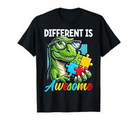 Different Is Awesome Dinosaur Puzzle Autismo Conciencia Dino Camiseta