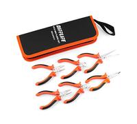 DIFFLIFE Juego de mini alicates, punta de aguja de 6 piezas, diagonal, nariz larga, nariz doblada, corte final y linesman, para joyería, hacer manualidades, reparar dispositivos electrónicos, con