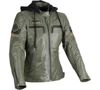 DIFI Jolene 2 Chaqueta de cuero de moto para mujer, Verde/negro, Talla 3XL