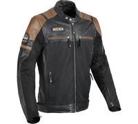 DIFI Memphis Chaqueta de moto de cuero / textil, negro-marrón, tamaño 58 para Hombres