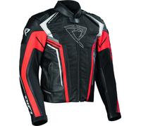 DIFI Valencia Chaqueta de moto de cuero / textil, negro-rojo, tamaño 48 para Hombres