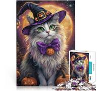 Difícil Difícil Gato Brujo de Halloween~ Rompecabezas de 1000 Piezas para Adultos 26x38cm Interacción Entre Padres e Hijos para Mayores de 14 años
