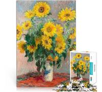 Difícil y desafío Banquete de Girasoles de Monet Rompecabezas de 1000 Piezas para Adultos 50x75cm Decoración hogar Apto para Mayores de 14 años.