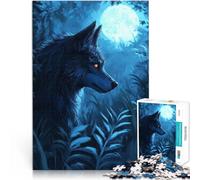 Difícil y desafío Lobo bajo la luz de la Luna Rompecabezas para Adultos de 1000 Piezas 38x52cm Interacción Entre Padres e Hijos para Mayores de 14 años
