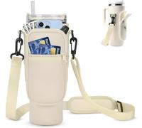 Difistik Bolsa de transporte para botella de agua para Stanley Cup, soporte para botella de agua con correa y bolsillo para teléfono, bolsa para botella de agua para vaso Stanley de 40 onzas, soporte