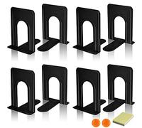 DIFIT Sujeta Libros de Acero, Sujeta Libros de Metal de Alta Resistencia, Organizador Librosantideslizante para Papelería de Oficina y Decoración del Hogar, 8 Piezas(Negro)