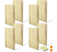 DIFIT Sujetalibros, Sujeta Libros, 4 Pares 8 Unidades Sujetalibros metálicos Antideslizante (Grano de Madera)