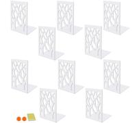 DIFIT Sujetalibros, Sujeta Libros Estantería, Metal, Blanco, para Libros Gruesos, 10 Piezas Apoyalibros, Antideslizante, 12x9x16cm