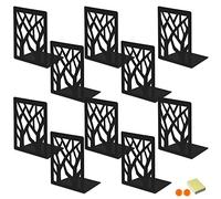 DIFIT Sujetalibros, Sujeta Libros Estantería, Metal, Negro, Para Libros Gruesos, 10 Piezas Apoyalibros, Antideslizante, 12x9x16cm