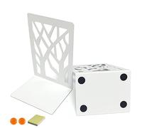 DIFIT Sujetalibros, Sujeta Libros Estanteria, Metal Sujeta Libros, Blanco Sujetalibros Estanteria, Sujetalibros para Libros Gruesos, 2 Piezas Apoyalibros, Antideslizante Sujetalibros, 12x9x16cm