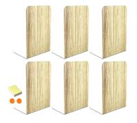 DIFIT Sujetalibros, Sujeta Libros Estanteria, Metal Sujeta Libros, Multifuncional Sujetalibros Estanteria, 6 Piezas Apoyalibros, Antideslizante Sujetalibros, Imitación De Grano De Madera, 10x12x17cm