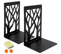 DIFIT Sujetalibros, Sujeta Libros Estanteria, Metal Sujeta Libros, Negro Sujetalibros Estanteria, Sujetalibros para Libros Gruesos, 1 Pares Apoyalibros, Antideslizante Sujetalibros, 12x9x16cm