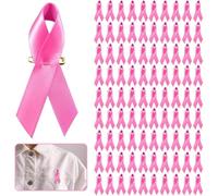 DIFLAX 100 Piezas Broche de Lazo, Cinta Rosa Broche, Cáncer de Mama Awareness Broche, Broches para Ropa Mujer, Pin de Solapa, Bisuteria Broche, Cinta de Conciencia para Mujeres y Decoración de Ropa
