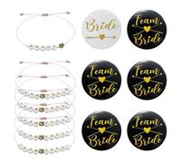 DIFLAX 12 Piezas Chapas Alfileres+pulseras Despedida de Soltera Equipo Novia Regalo Recuerdo Complemento Accesorio Fiesta Despedida Soltera Boda Damas Honor Amigas Familia (Oro Negro)