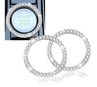 DIFLAX 2 Piezas Anillo Botón de Arranque, Anillo Decorativo Botón Start Stop, Anillo de Cristal Botón Arranque, Universal, Brillante, Para Coche Interior, Duradero, Compatible con Varios Modelos